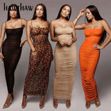 Women Fashion Summer Sleeveless Bodycon Mesh See Through Soild Color Long Dress Sundress 2021 Female Clothing