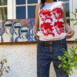 Harajuku Punk Style Crop Top Funny Portrait Print Tank Top 90s Vintage Women Sleeveless Sweat Vest Hip Hop