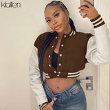 Fashion Casual Streetwear Women Long Sleeve Single Breasted PU Leather Patchwork Coat Sportswear Slim Female