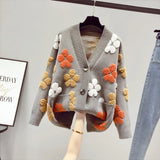 spring and autumn fashion new women's knitted long-sleeved v-neck sweater cardigan jacket women loose western