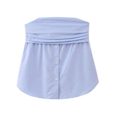 Zingj New Pleated Buckle Decorative Elastic Poplin Bra Top 4661008 211-1-Outfit