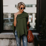 Women Autumn Fashion Cloak Sweater Casual Off Shoulder Loose Slash Neck Knitted Batwing Sleeve Sweater Pullover Poncho