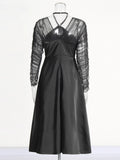 French Dress Women's Spring 2025 New Temperament Elegant Leisure Mesh Splicing Hanging Neck Waist