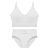 Sexy Seamless Tops Set Low-waist Panties Women Wireless Underwear Suit Soft Padded Bras Set Backless Bralette