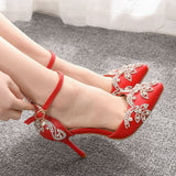 Solud Sandals Fine-Heeled Pointed Sandals White Pointed Shoes Women's High Heels