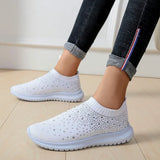 Women's Shoes Breathable Flying Ribbon Drill Mesh Shoes Mother Middle-Aged And Elderly Walking Shoes Leisure Shoes Mesh