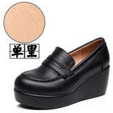 And English Wind Small Leather Shoes Waterproof Table Women's Shoes Pine Sole Single Shoes Autumn Plus Velvet Tung Leoptium Pedalle