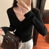 Slim And Slim Knitted Cardigan With Trumpet Sleeves Is A New Spicy Girl's Back Hollowed-Out Blouse In Autumn And