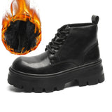 Zingj Boots Men In Autumn And Winter Increased Tooling Locomotive Wind Super Fire Leather Boots Big Head Advanced Sense Ankle Boots