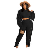 Zingj New Women's Wear Casual Solid Color Knit Long Sleeve Tassel