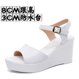 Toe-Word High Heels 8CM Slope And Women's Waterproof Table Comfortable Loose Cake 33-43 Black Hollow