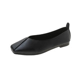 Size Single Shoes Women 2025 Summer Autumn New Casual Korean Version Of The Square Head Flat Sole Soft Bottom Shallow Mouth Comfortable Bean Shoes