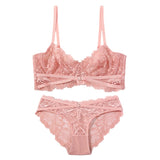 Top High Quality Bra Set Lingerie Push Up Brassiere Lace Embroidery Underwear Set Sexy Ultra-thin Cup For Women