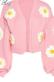 Elegant Strawberry Decoration Christmas Cardigan Sweaters for Women Girls' Single Breasted Loose V-Neck Coat Clothing