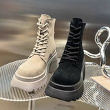 Brand Women High Heels Suede Chelsea Ankle Boots 2022 New Designer Wedges Sport Casual Shoes Ladies Zipper Snow