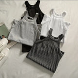 Solid T shirts Women Slim Halter Neck Off-shoulder Camisole Tops Tees Summer Female Tanks
