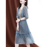 Dress Women's Summer Dress 2023 New High-End Embroidery Design Waist Thin French Style