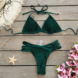 Solid Color High Open Split Split Swimsuit Woman 2025 New Strap Sexy Bareback