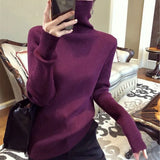 Winter Turtleneck Sweater Women Knitted Ribbed Pullover Sweater Long Sleeve Slim Jumper Pull Femme