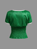 Green Ruched Mexico Jersey Top-Outfit
