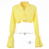 Double Layer Jackets for Women Autumn 2021 Coat Long Sleeve Vintage Casual High Street Cropped Blazer Women