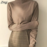 collar Soft warm bottoming shirt Sweater female autumn wild long-sleeved T-shirt tight-fitting chic tops