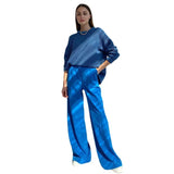 Zingj Spring 2023 New Commuter High Waist Loose Klein Blue Casual Pants And Women's Trousers-Outfit