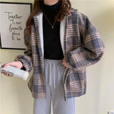 Thick Velvet Plaid Shirts Women Winter Warm Blouses and Tops New Casual Woolen Shirt Jackets Female Clothes Coat