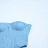Chest Cup Imitation Denim Blouse 2023 Autumn New Spicy Girls Chest Girdle Waist Display