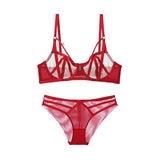 Fashion Bandage Bra Set Lingerie Push Up Brassiere Lace Transparent Underwear Set Sexy Ultra-thin Cup For Women