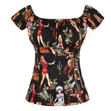 Short Sleeve Retro Vintage Women Blouse Strawberry Printed Sexy Slash Neck Cotton Office Chic 2022 Shirts for