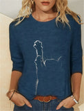 Knitted Leisure Long-sleeved Animal Print Round Neck Casual