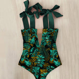 Piece Swimsuit 2021 New Cute Swimwear Women Bow Swimwear Hollow Out Bathing Suit Back crisscross Monokini