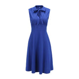 2022 Women Casual Dress Retro Vintage Solid Party Sundress 50s 60s Red Green Black Blue A Line Swing Tunic Midi