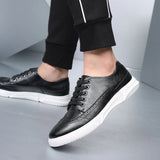 Zingj Men's Plus Size Board Shoes Fashion Trend Breathable Leather Shoes Casual Shoes Lace Up Single Shoes Korean Men's