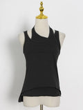 Zingj New Commuter Trend Irregular Fake Two Sling Vest Women's Round Collar With A Top T