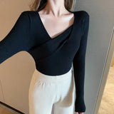 Sexy V neck Sweater Women Sweaters Fashion Jersey Women Winter 2021 Autumn Pullover Women Sweater Jumper Truien