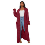 Knitted Women Long Twist Sweater Solid Cardigan with Big Pocket 2022 Autumn Winter Crochet Loose Office Lady Long