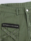 Metal Decor Zipper Cargo Jeans-Outfit