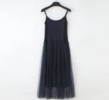 Women Summer Spaghetti Mesh Dress Sleeveless Comfy Modal Princess Dress Sundress for