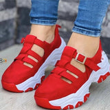 Spring And Summer New Large-Size Thick-Bottomed Hollow Breathable Buckle Single Shoes Women's Casual