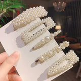 Handmade Pearls Hair Clips Pin For Women Fashion Geometric Flower Barrettes Headwear Girls Sweet Hairpins Hair
