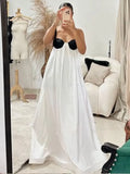 Color Lace Up Sling Maxi Dress Ladies Sexy Backless Off Shoulder Sleeveless Dresses Loose Female Party Holiday