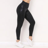 Bronzing Leopard Print Sporty Leggings Woman High Waist Gym Fitness Tights Ladies Sport Pants Plus Size Sportswear