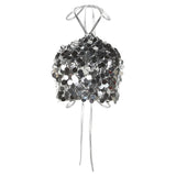 2023 Spring And Summer New Women's Fashion Sexy Hanging Neck Bare Back Slit Small Vest