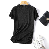 Lurex 2021 Spring Summer O Neck Mix Color Patchwork Sweater Women Casual Short Sleeve Pullover Knit Jumper Korean