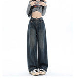 Zingj Wide-Leg Jeans Women's Fall 2023 New High Waist Show Thin Loose Design Feeling Straight Tube Floor