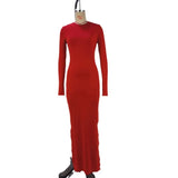 Zingj Women's Wear Spring / Summer 2024 New Solid Color Long Sleeve Collect Purse Hip Slit Dress Children's Holiday