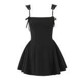 Black Tie Up Strap Corset Mini Dress- Outfit