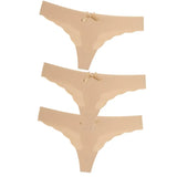 3Pcs Sexy G String & Thongs Women's Set Panties Solid Female Underwear Mid-Rise Silky Ladies Briefs Comfort Seamless